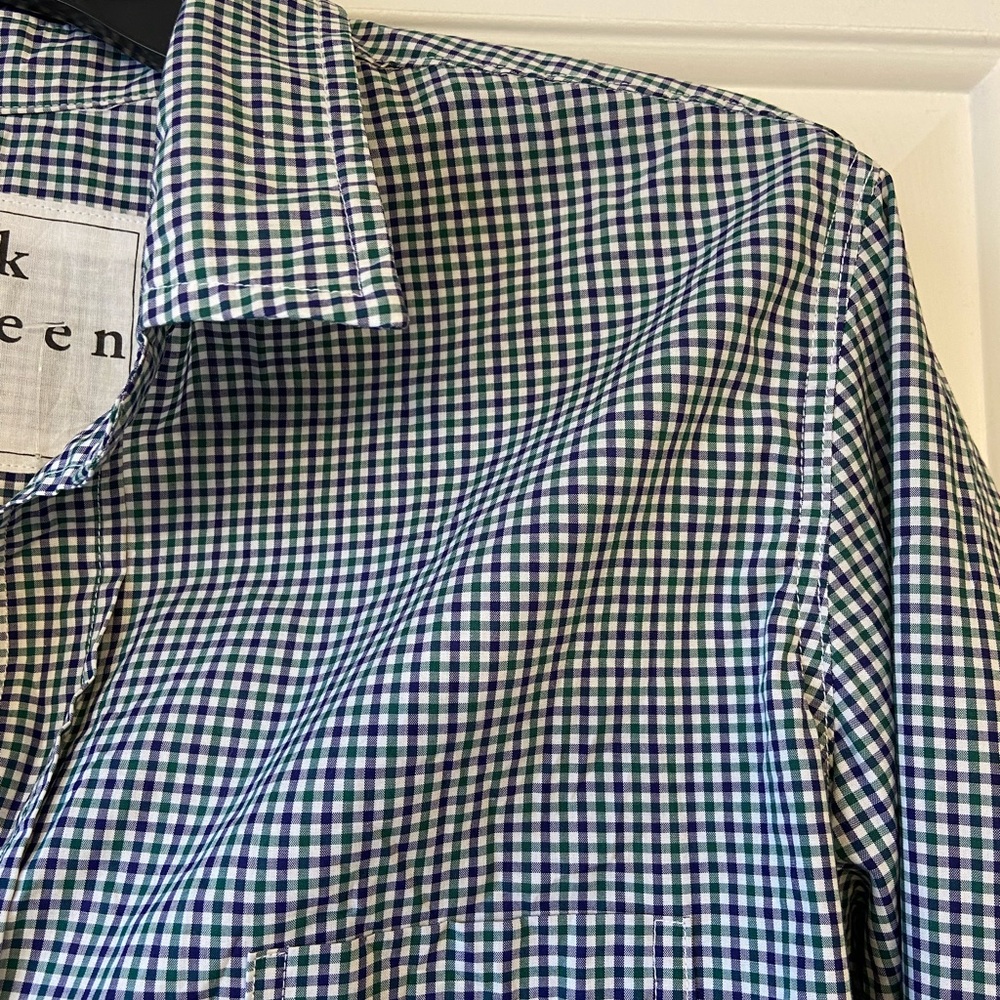 Frank & Eileen Barry Green and Blue Gingham Button Up Shirt Sz Medium - Picture 3 of 13